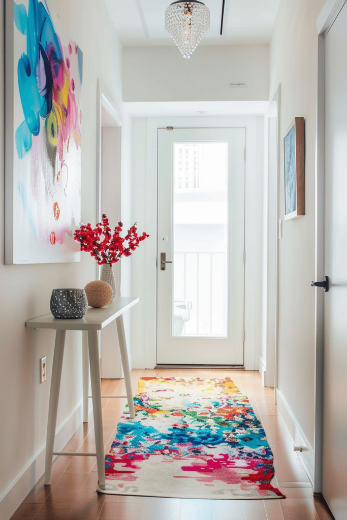 colorful entryway ideas with white walls