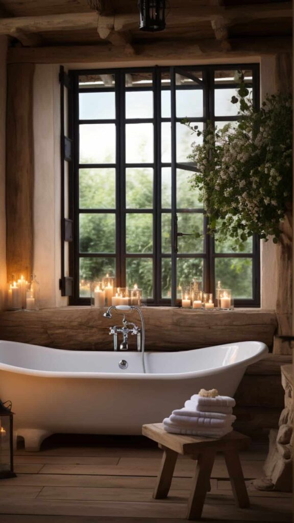 modern farmhouse romantic bath idea