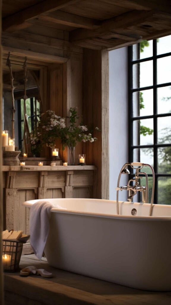 modern farmhouse romantic bath idea