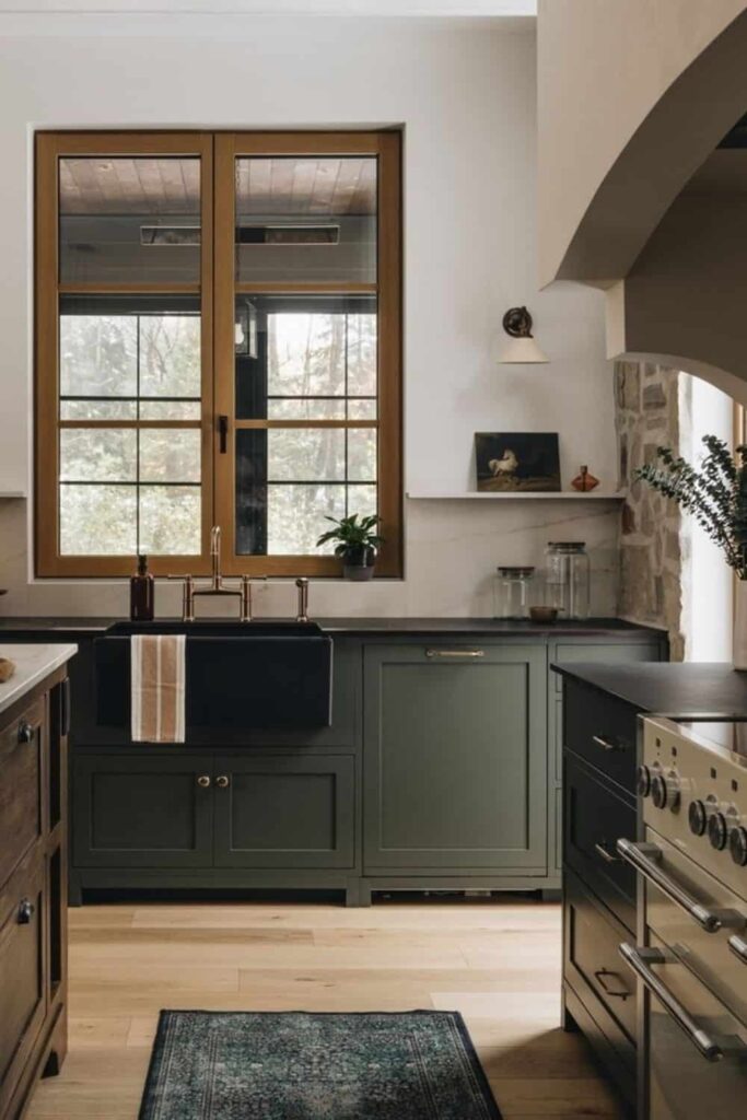 moody farmhouse kitchen example with lighter tones
