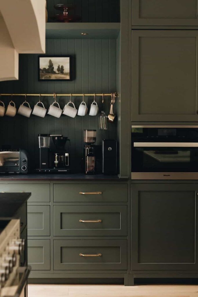 moody farmhouse kitchen example close up with green colors