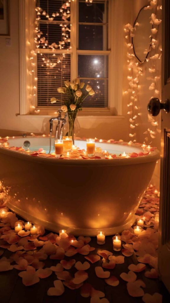 romantic bath idea with twinkly lights 6