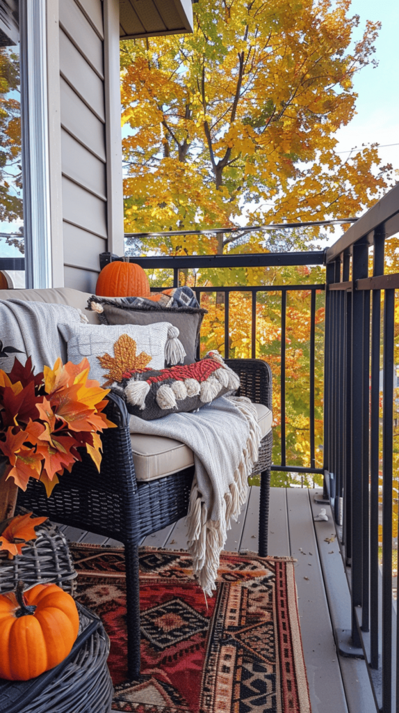 fall cozy small balcony design