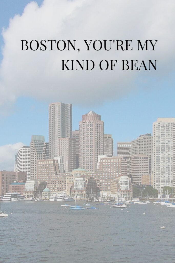 Boston caption with photo of Boston and blue sky