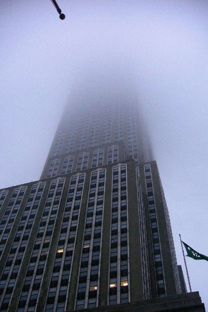 Empire State Building in fog