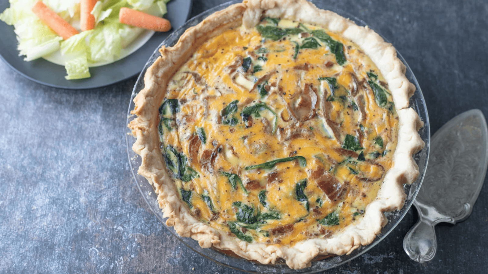 spinach and caramelized onions quiche Binky’s Culinary Festival