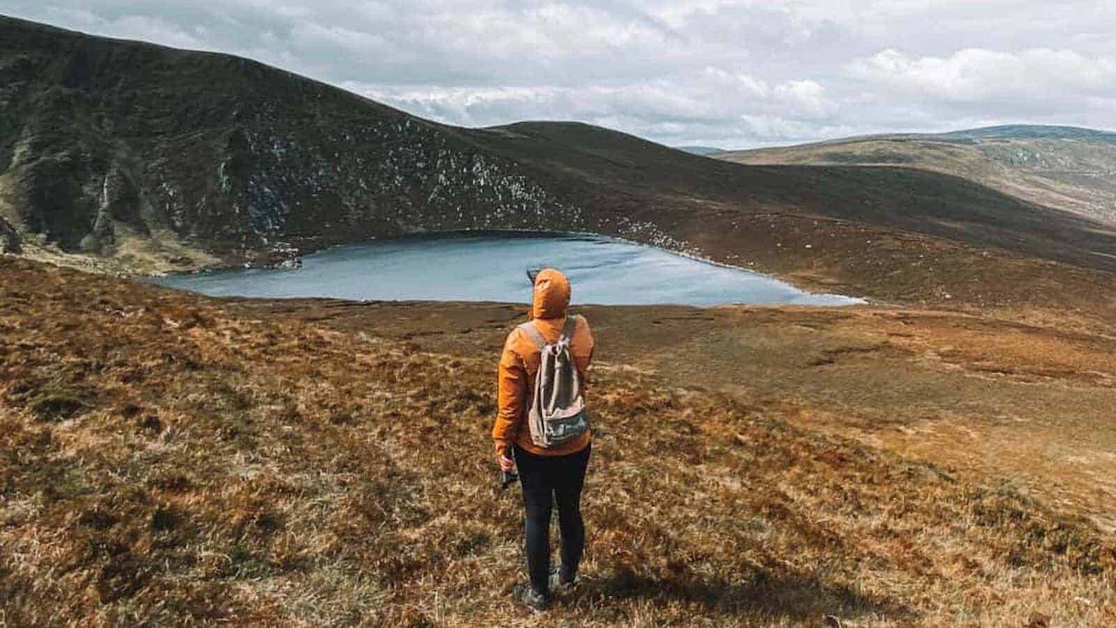 Me standing in front of Lough Ouler, a heart shaped lake in the Wicklow Mountains National Park in Ireland