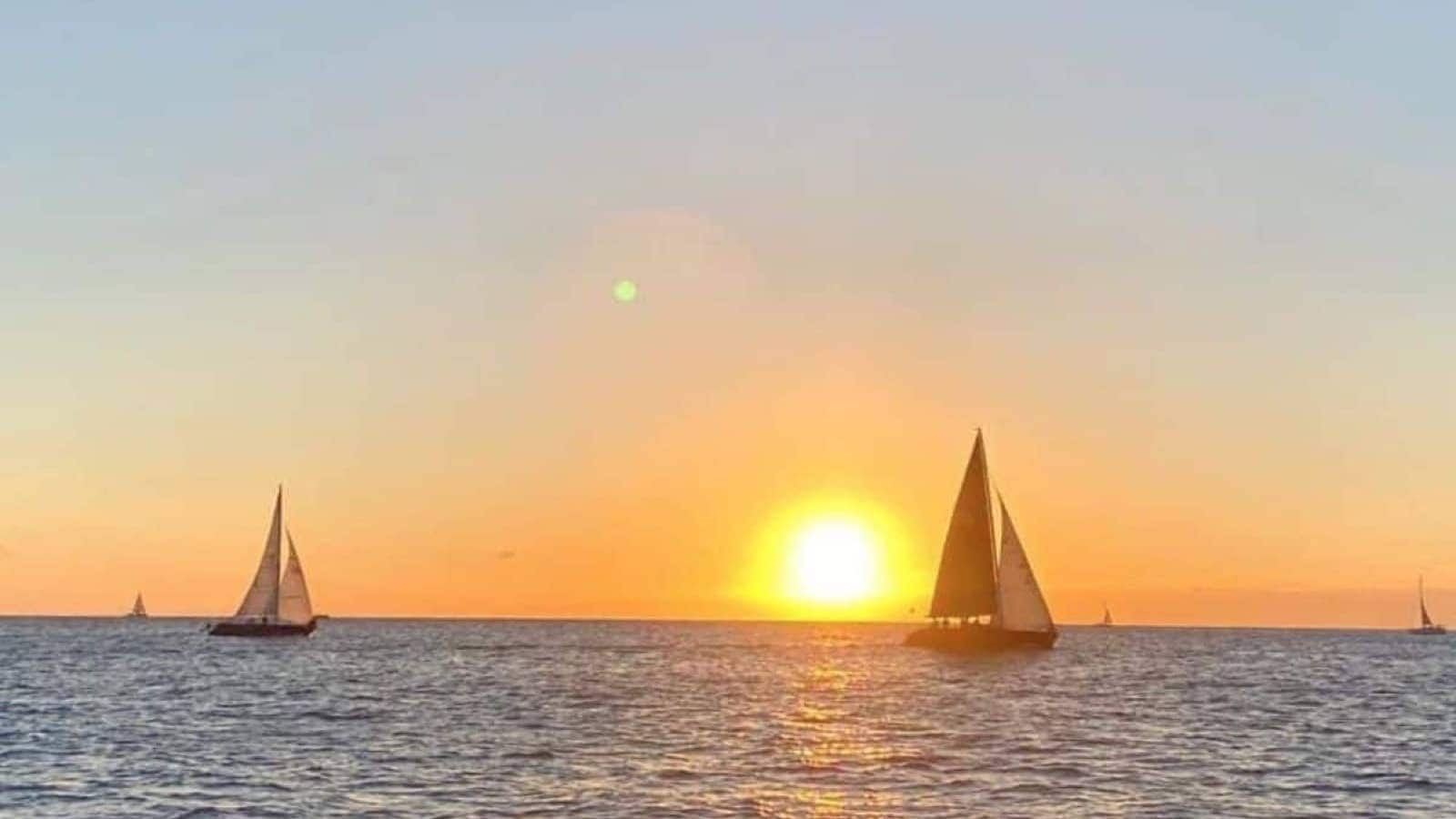 Some of the best sunsets in Oahu are seen from catamaran cruises!resized