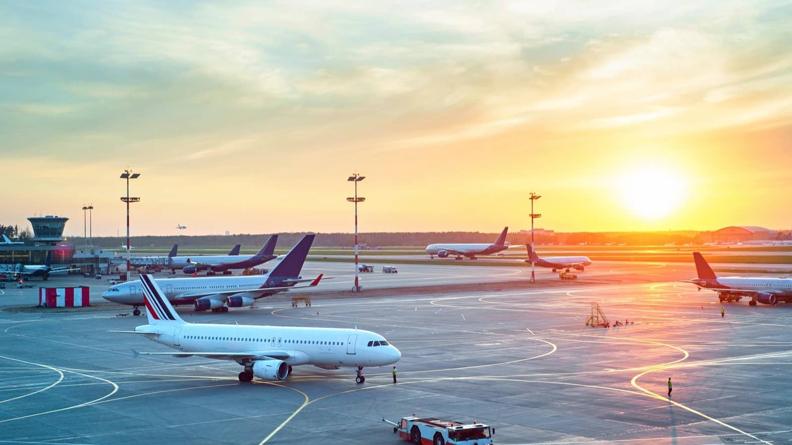 plane flights travel booking lowcost airline sunset flying airport