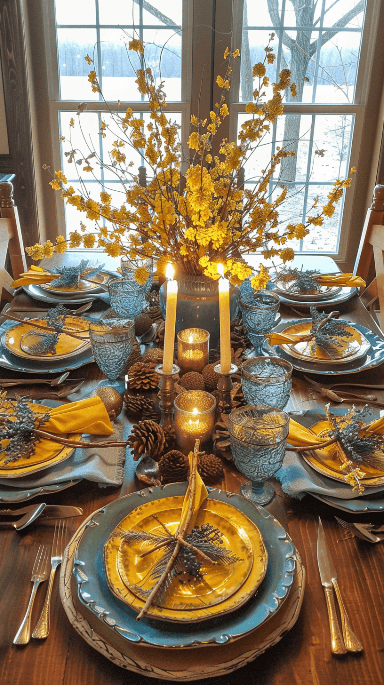 35+ Blue Thanksgiving Table Decor Ideas