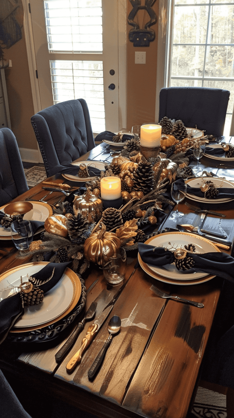 35+ Blue Thanksgiving Table Decor Ideas