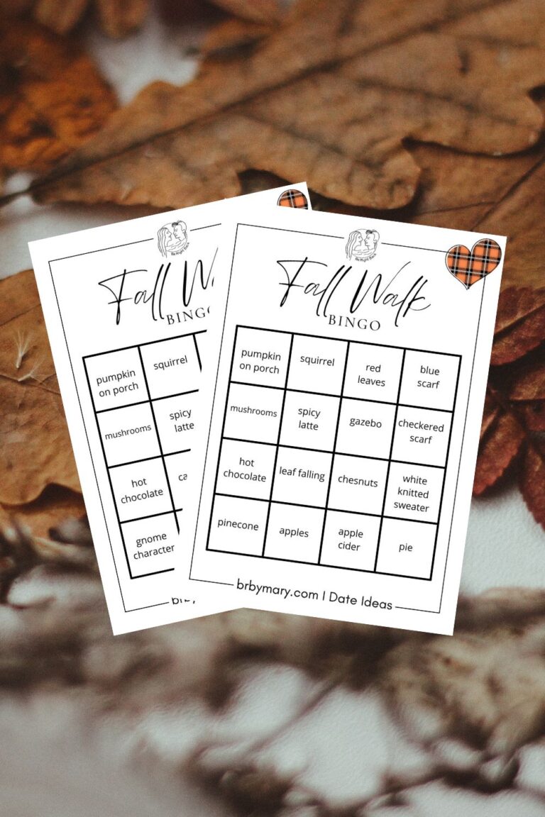 Fall Walk Bingo Date Idea For couples (+ Free Bingo Cards)