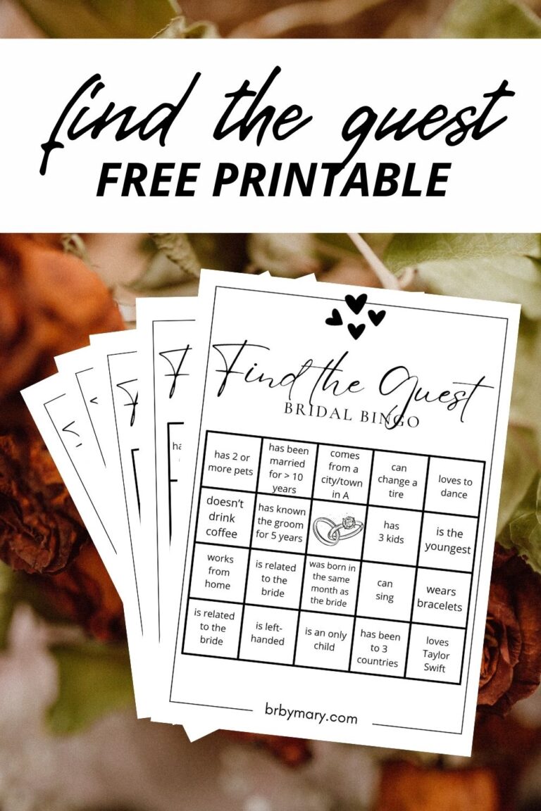 Download Your Free ‘Find The Guest’ Bridal Shower Bingo Cards