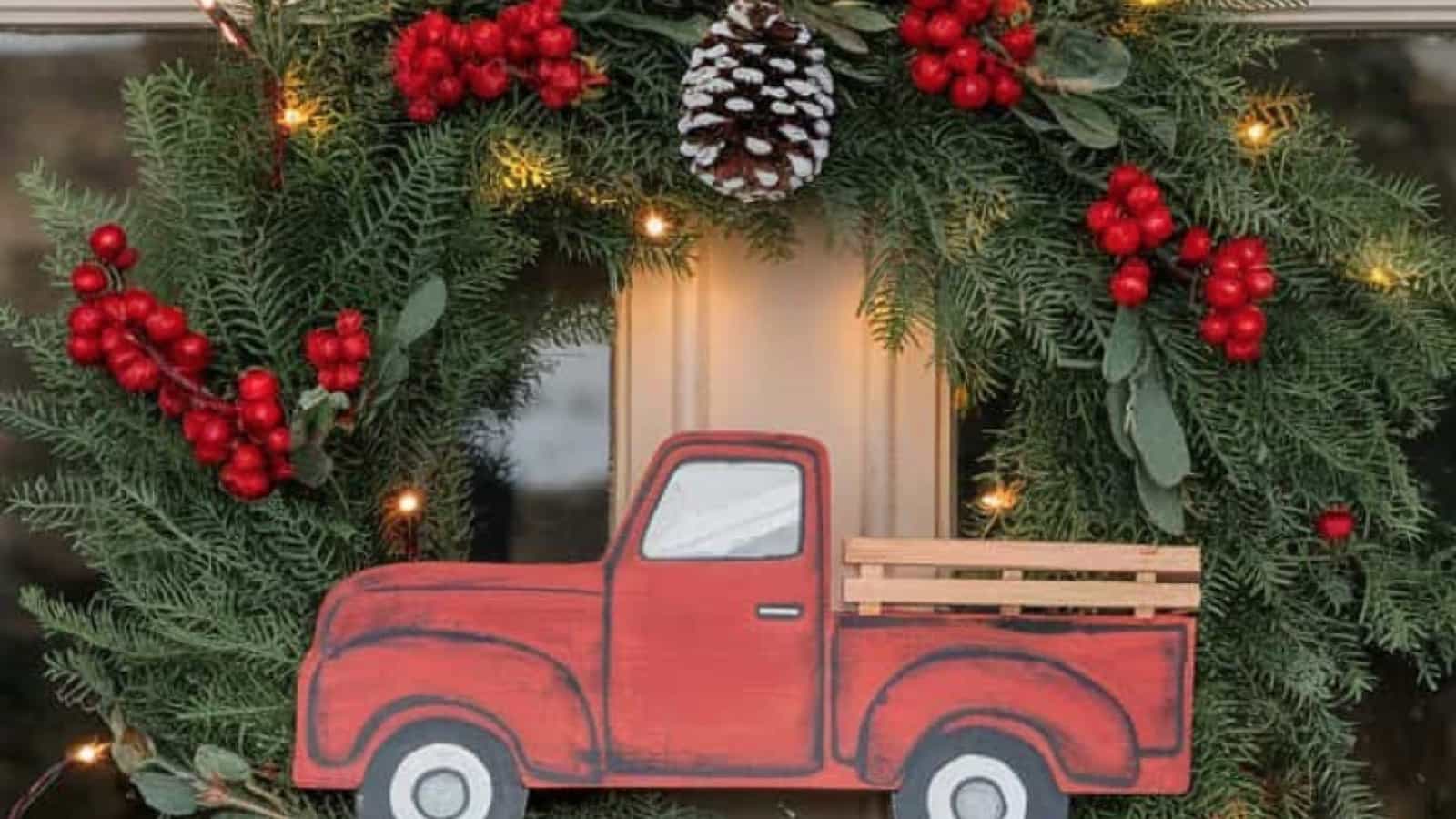 rustic christmas wreath with farm truck2resized