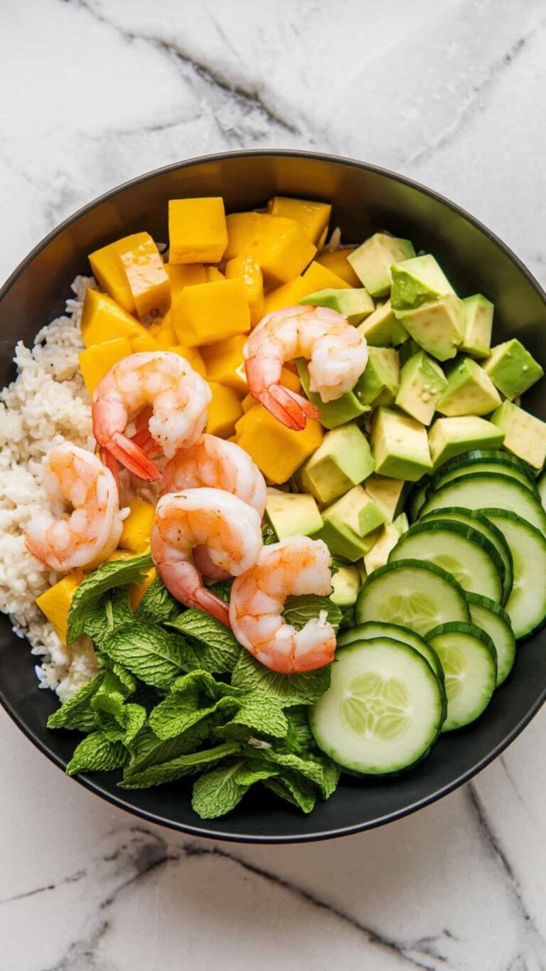 Easy Prawn, Mango, and Avocado Salad Bowl