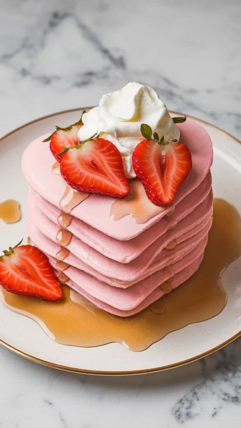 Heart-Shaped Strawberry Pancakes for Valentine’s Day