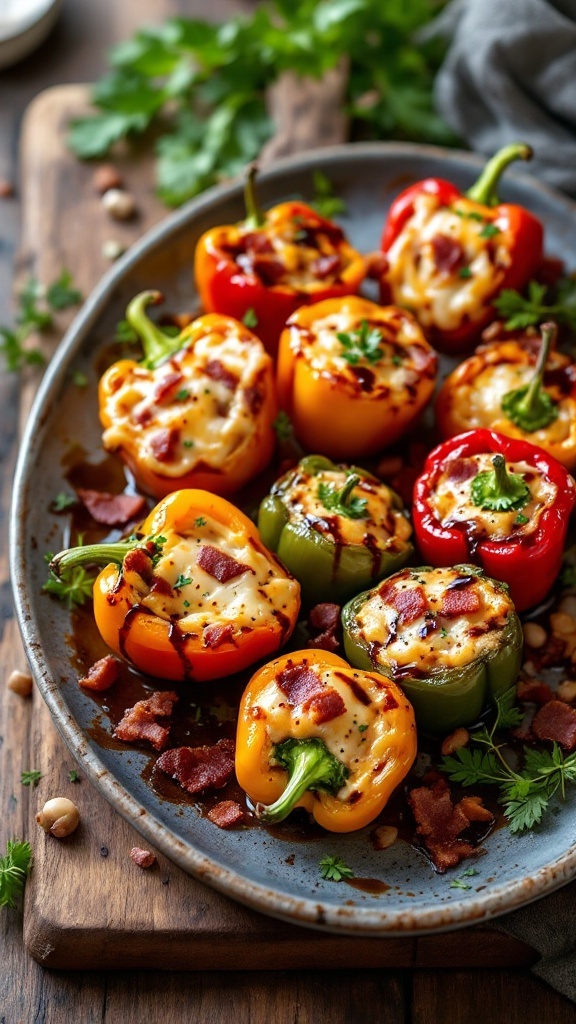 Cheesy Bacon Stuffed Mini Peppers on a serving platter