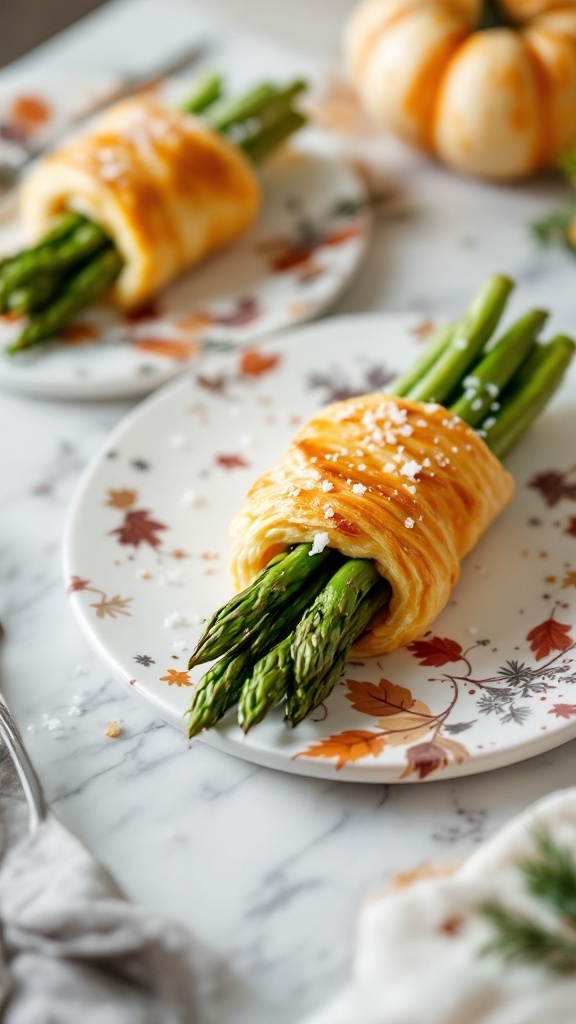 Puff pastry wrapped asparagus appetizer