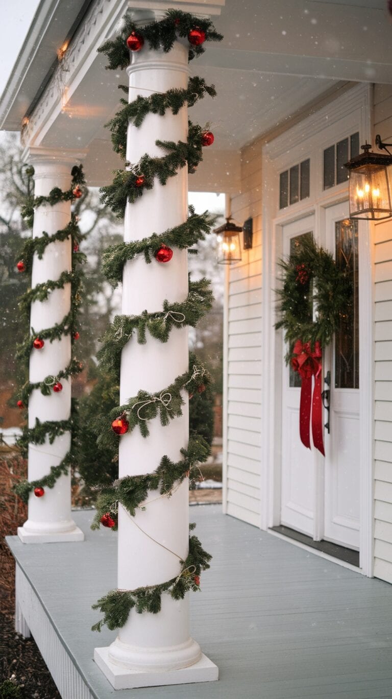 15 Stunning Modern Farmhouse Christmas Front Door Decor Ideas in Red and Gold