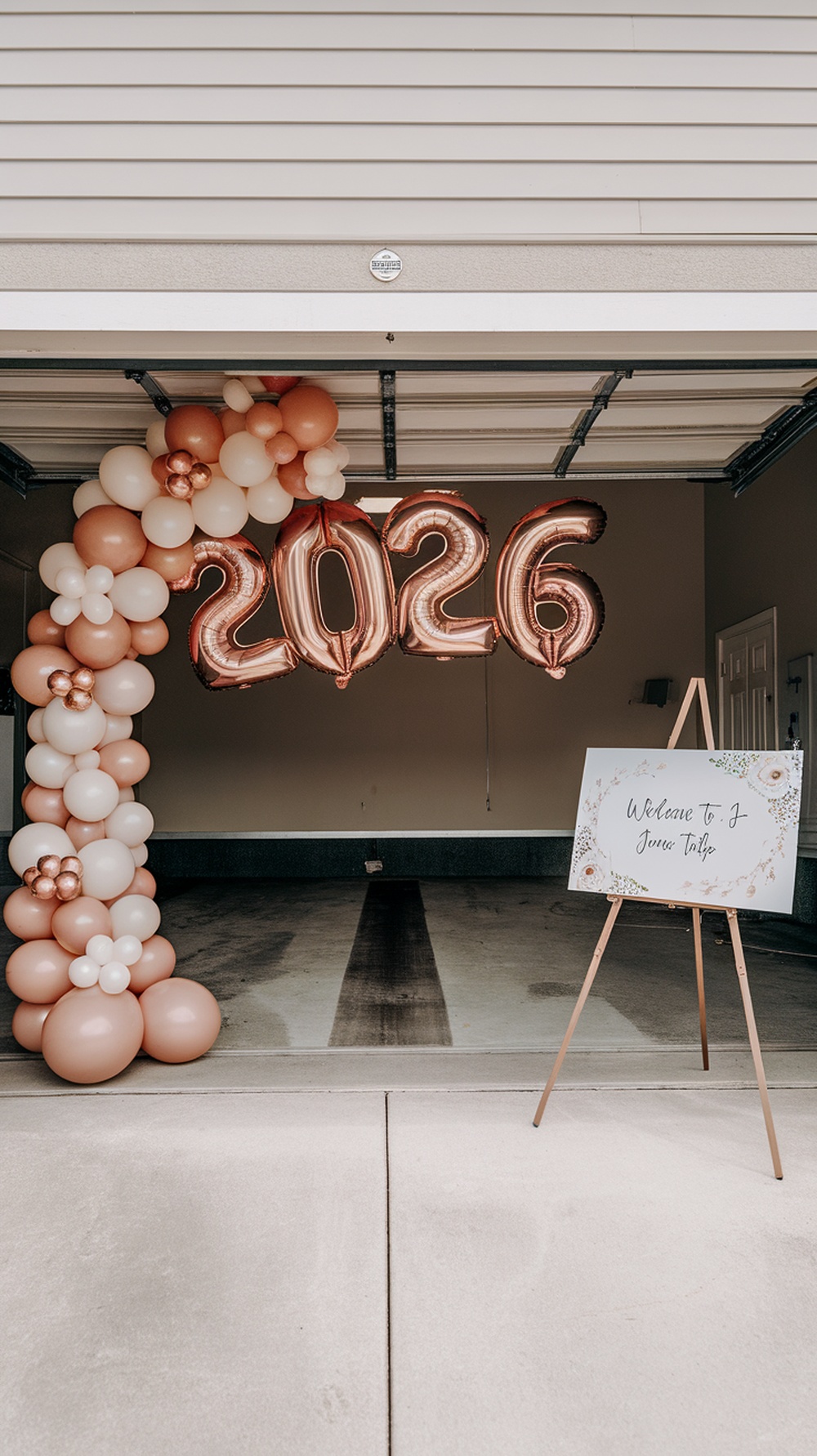A tool bench dessert bar with cupcakes, cookies, and decorations for a graduation party.